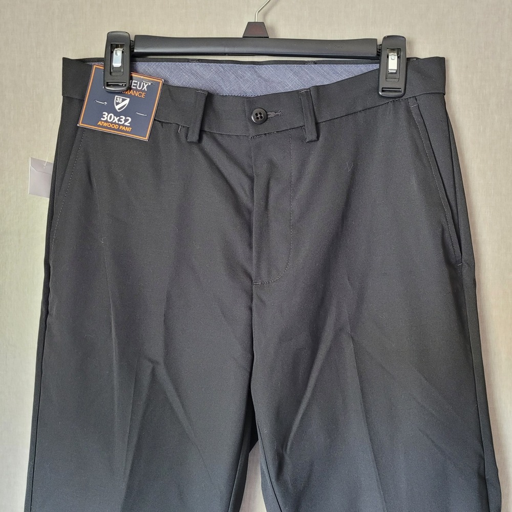 Cremieux Atwood Pant Men 30x32 Black Performance Chino Dress Trousers Business